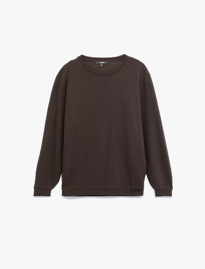  Pamuklu Uzun Kollu Basic Bisiklet Yaka Sweatshirt
