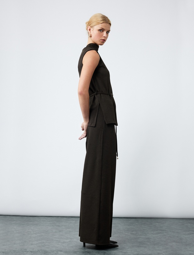 Normal Bel Regular Fit Uzun Geniş Paça Palazzo Pantolon_1