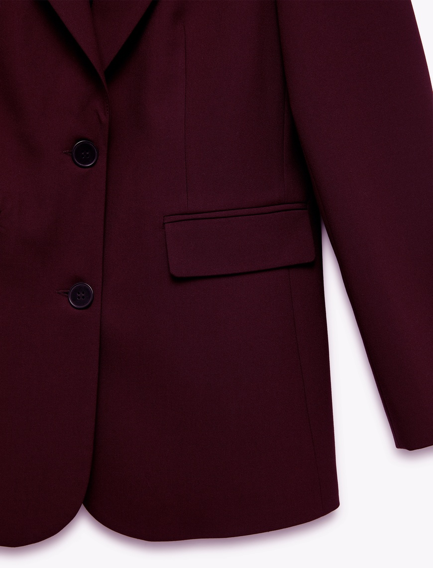   Regular Fit Kapaklı Cep Detaylı Uzun Kollu Kruvaze Blazer Ceket