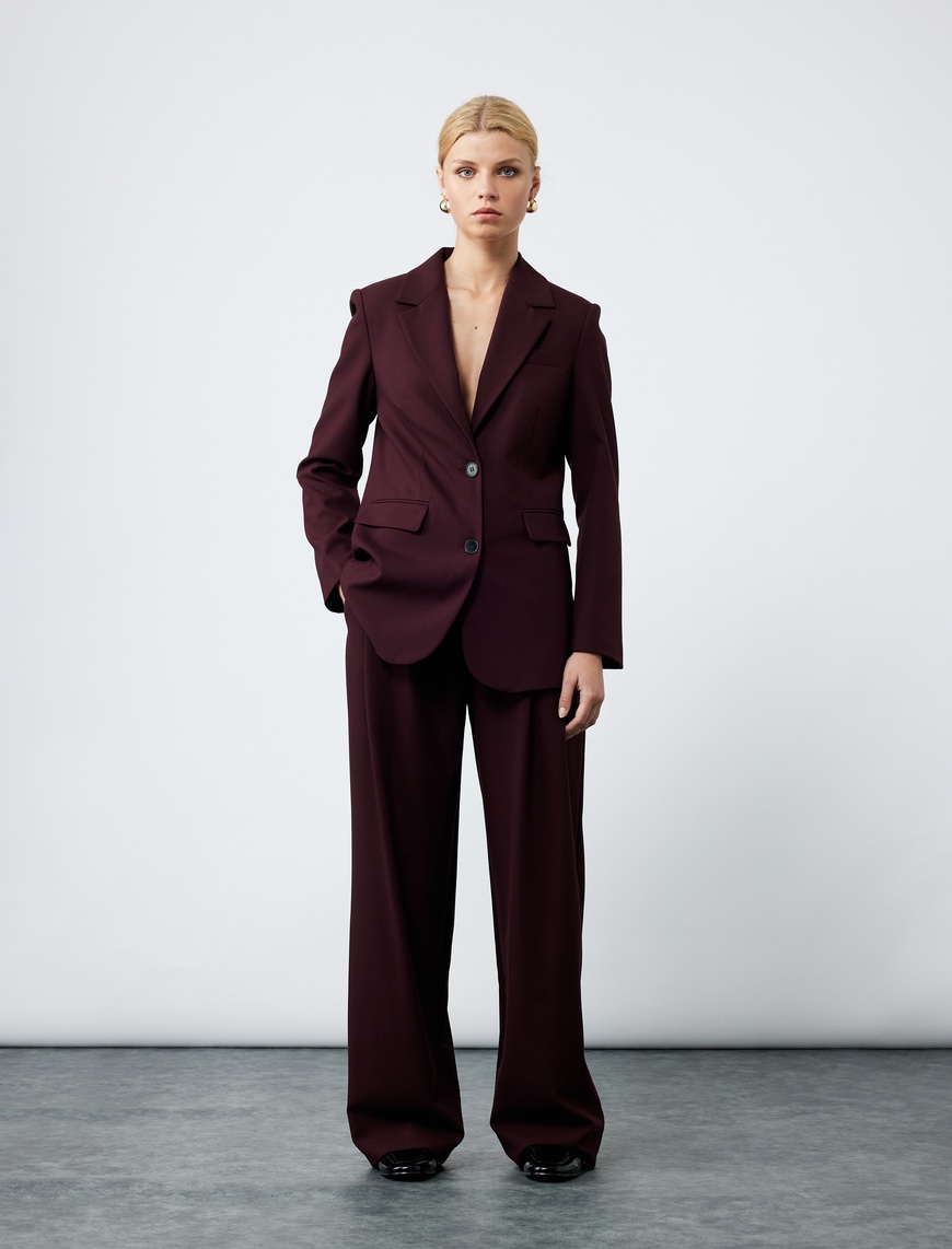   Regular Fit Kapaklı Cep Detaylı Uzun Kollu Kruvaze Blazer Ceket