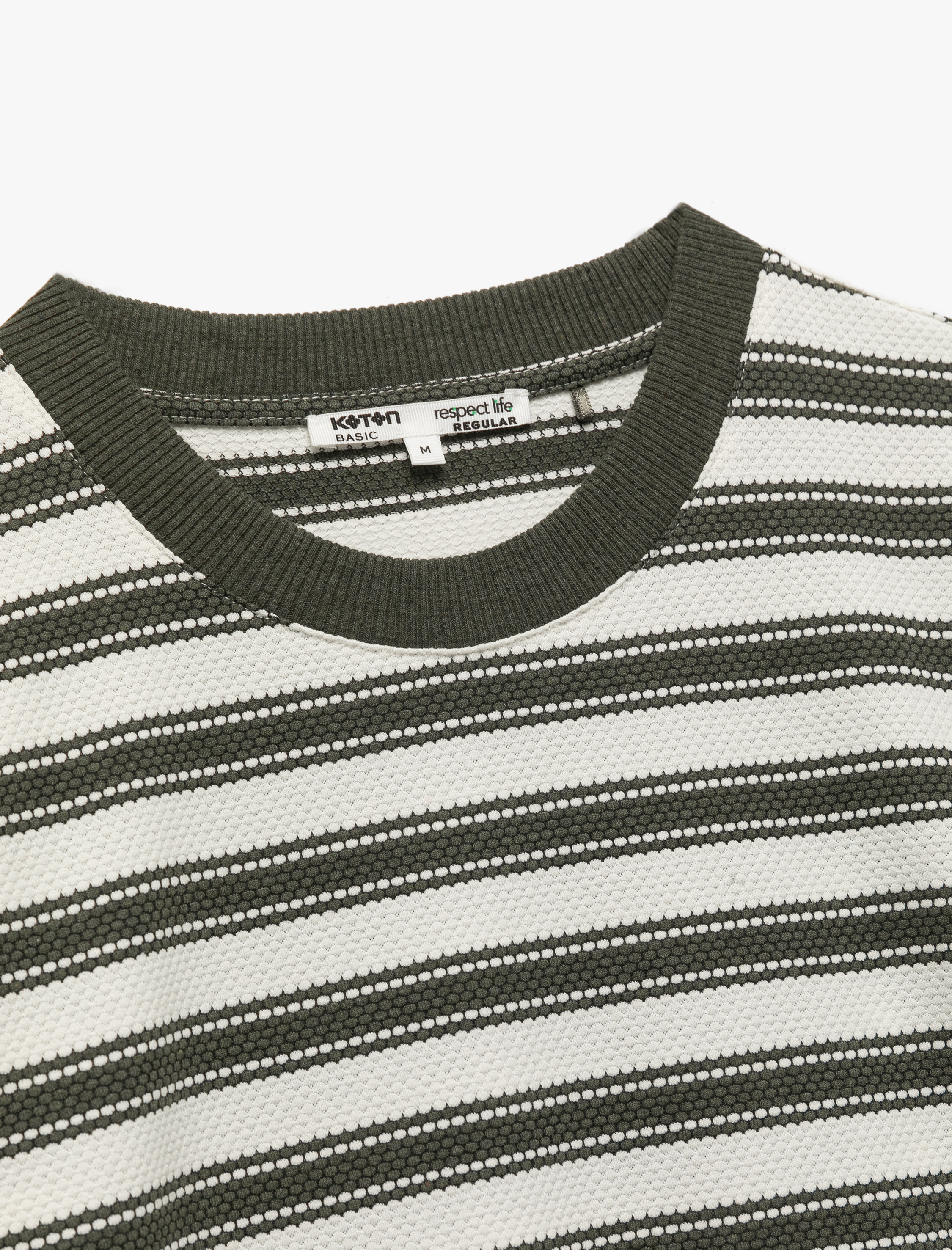   Regular Fit Kısa Kollu Bisiklet Yaka Dokulu Tişört