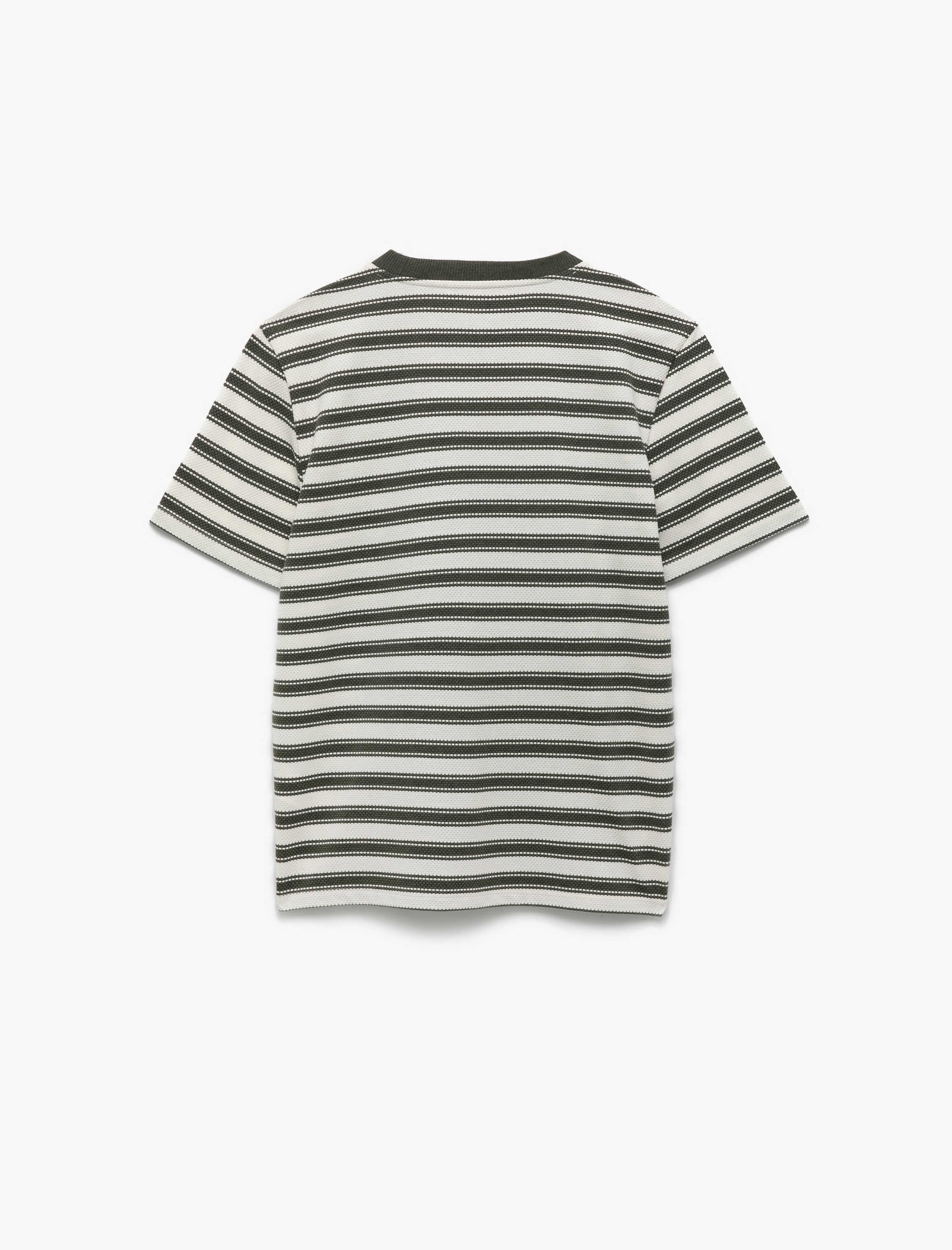   Regular Fit Kısa Kollu Bisiklet Yaka Dokulu Tişört