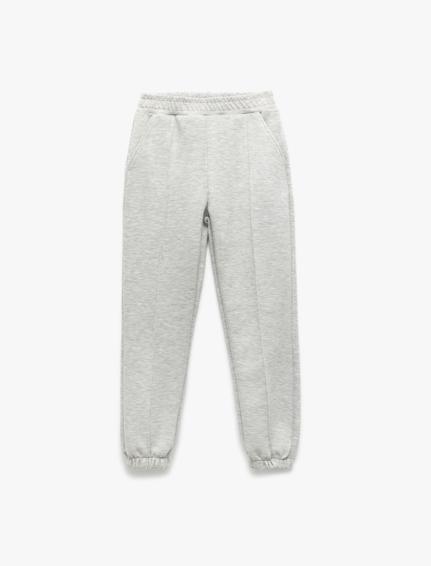  Kız Çocuk Beli Lastikli Cepli Basic Jogger Eşofman Altı