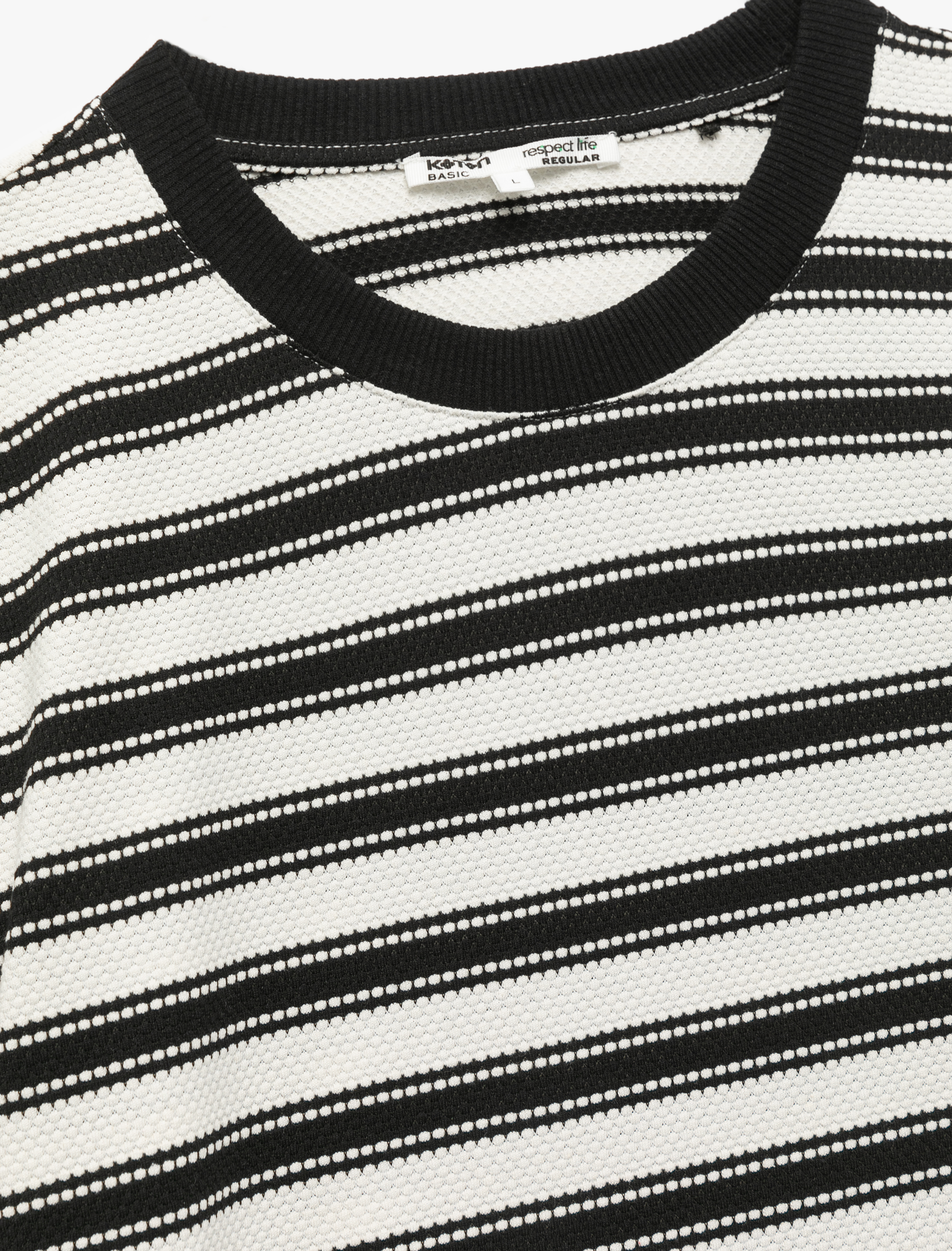   Regular Fit Kısa Kollu Bisiklet Yaka Dokulu Tişört