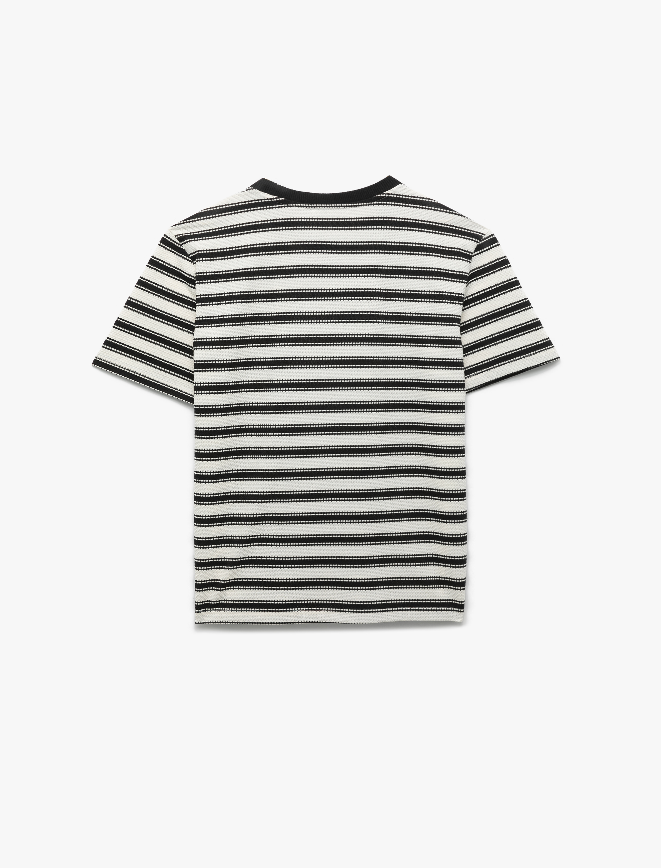   Regular Fit Kısa Kollu Bisiklet Yaka Dokulu Tişört