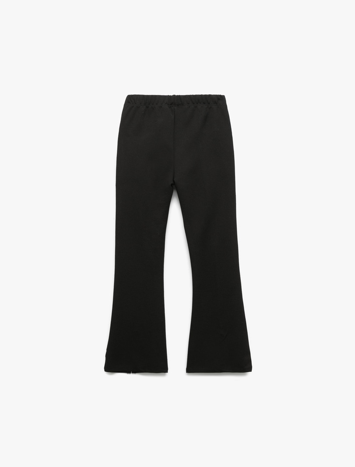 Kız Çocuk Fermuar Detaylı Viskon Karışımlı İspanyol Paça Pantolon