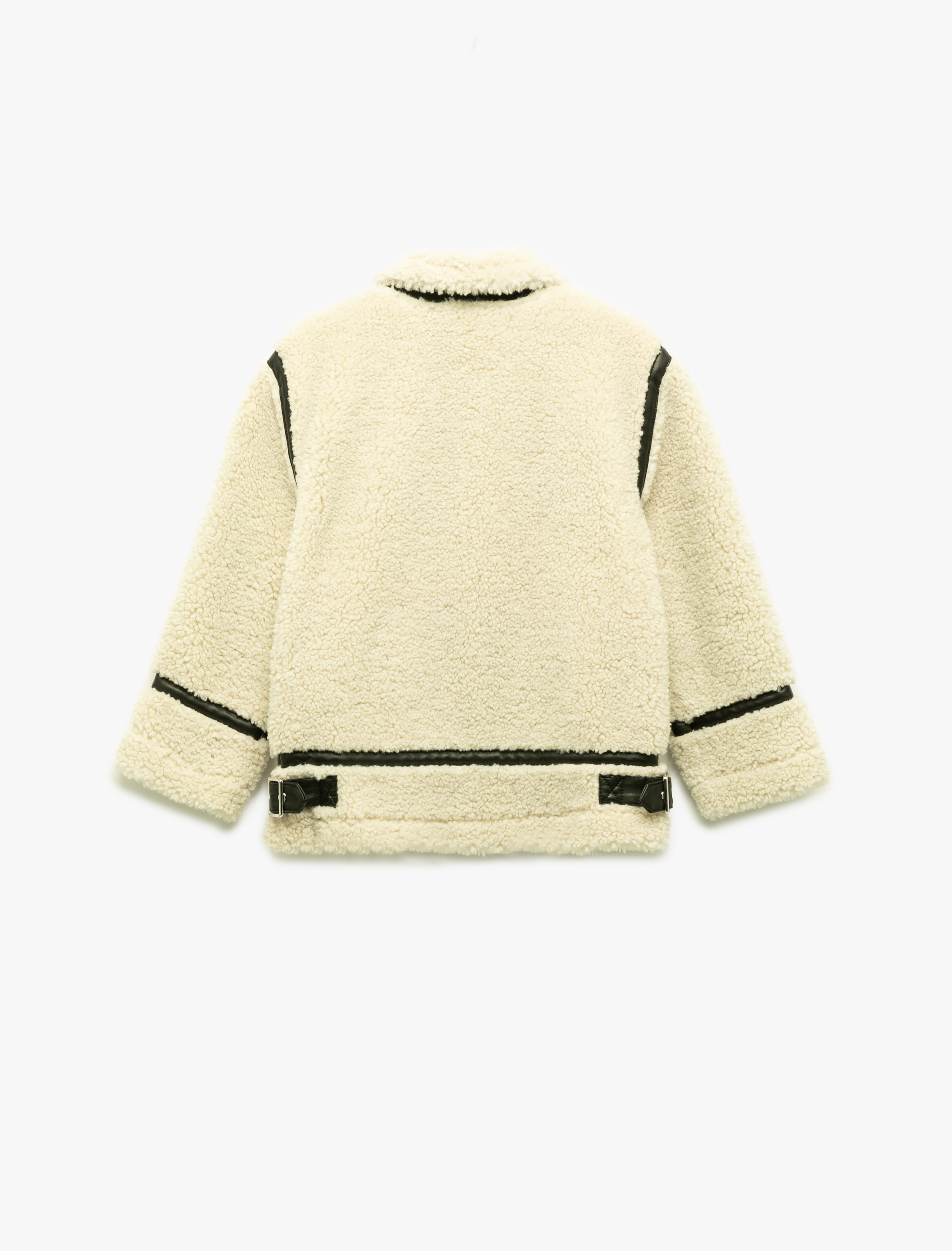  Kız Çocuk Uzun Kollu Gömlek Yaka Cepli Peluş Ceket