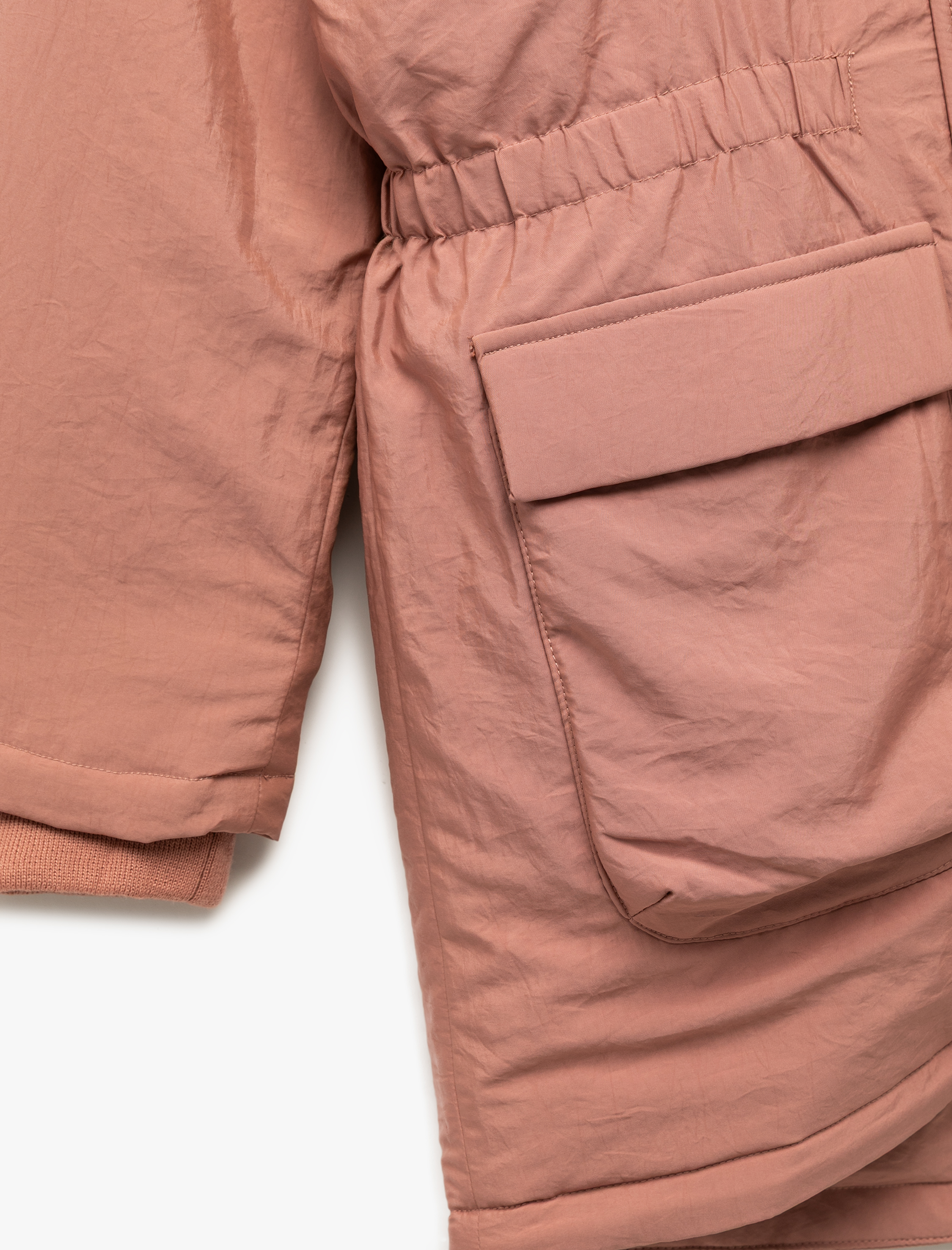 Kız Çocuk Peluş Detaylı Uzun Kollu Cepli Kapşonlu Mont