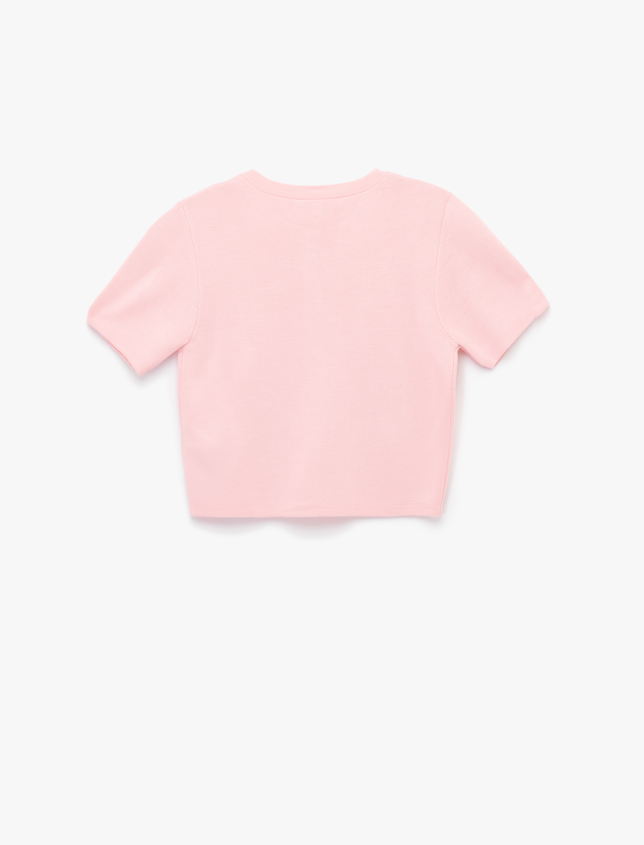   Düğmeli Kısa Kollu Bisiklet Yaka Cep Detaylı Triko Hırka