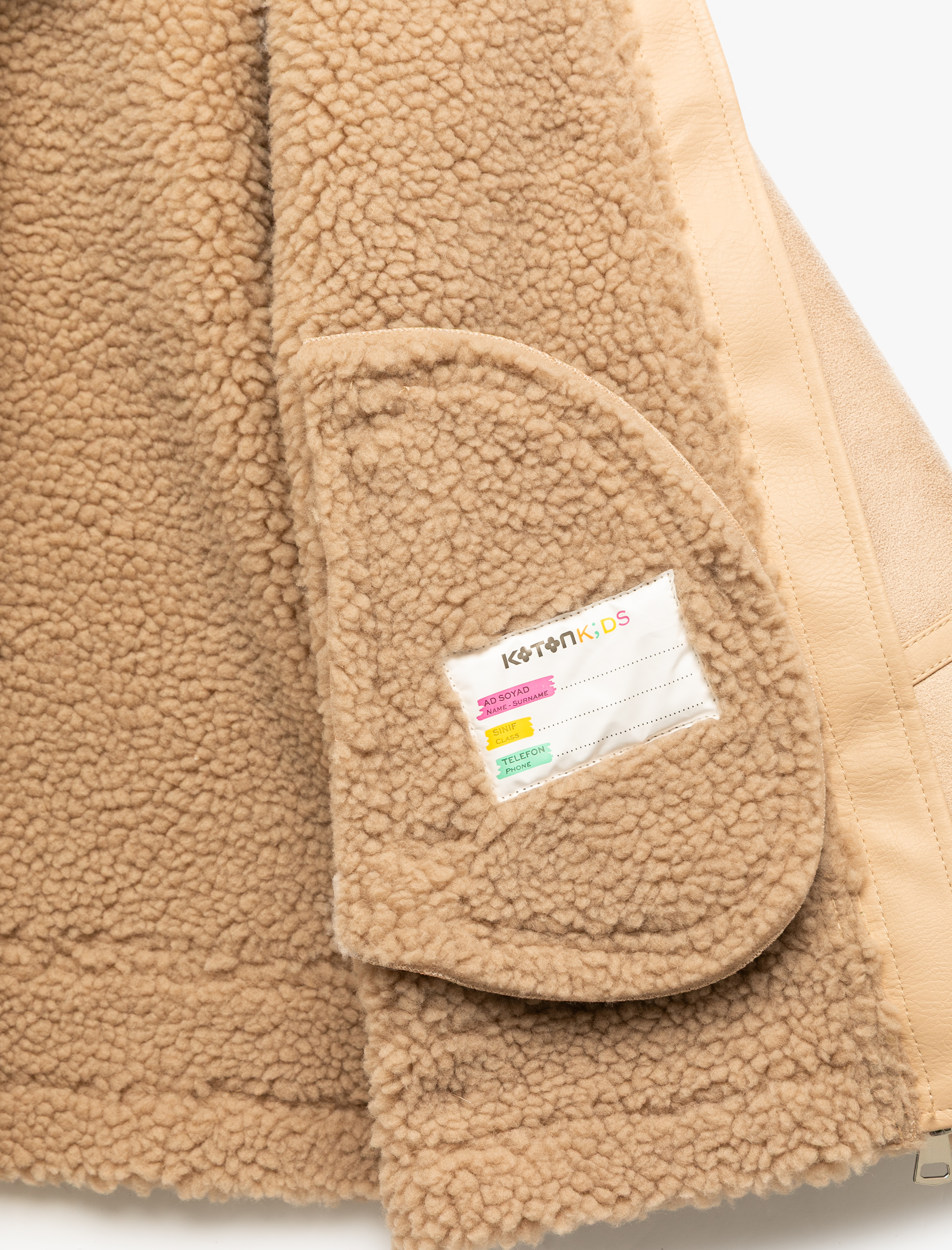  Kız Çocuk Uzun Kollu Peluş Astarlı Gömlek Yaka Ceket