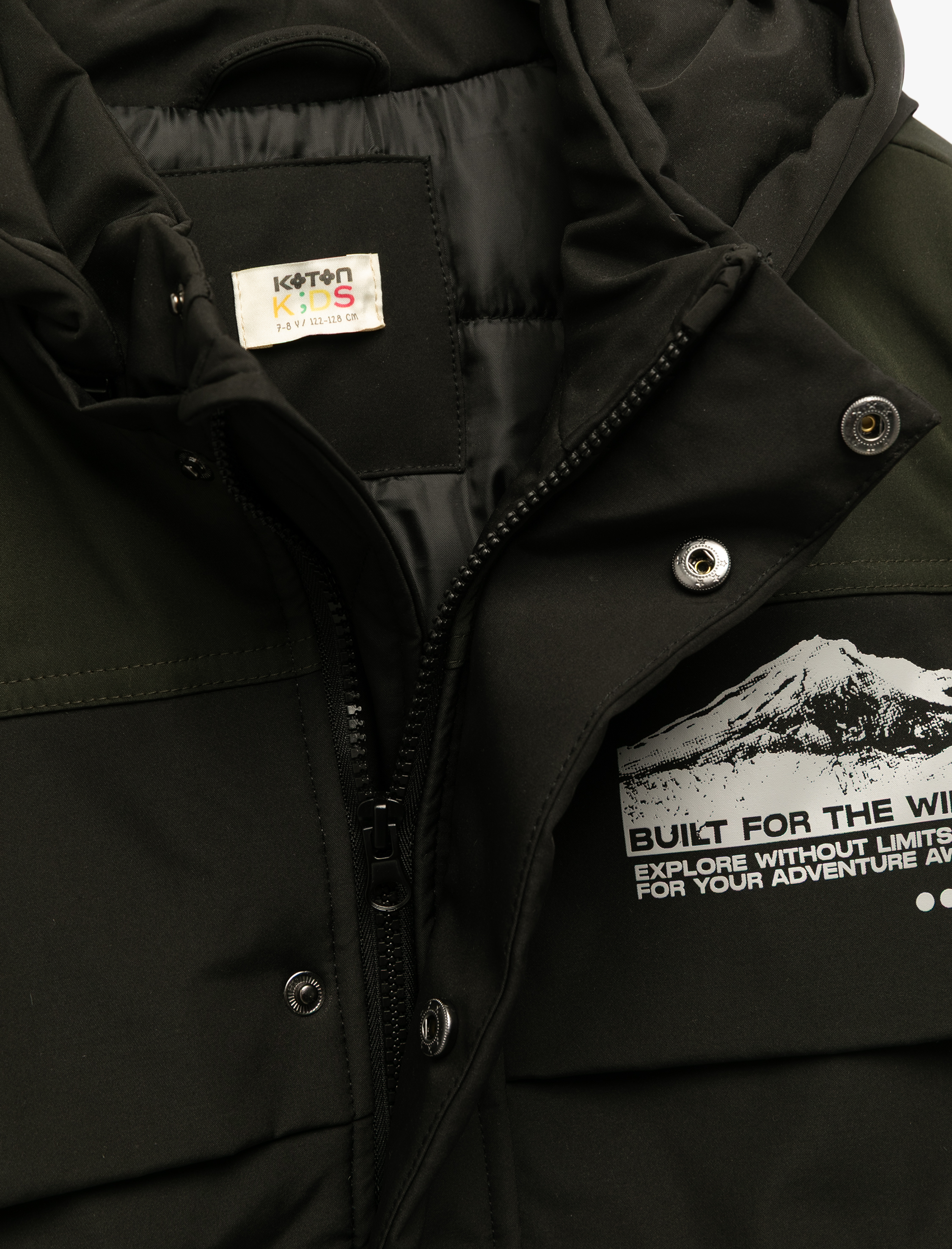  Erkek Çocuk Çıtçıt Detaylı Uzun Kollu Kapşonlu Mont