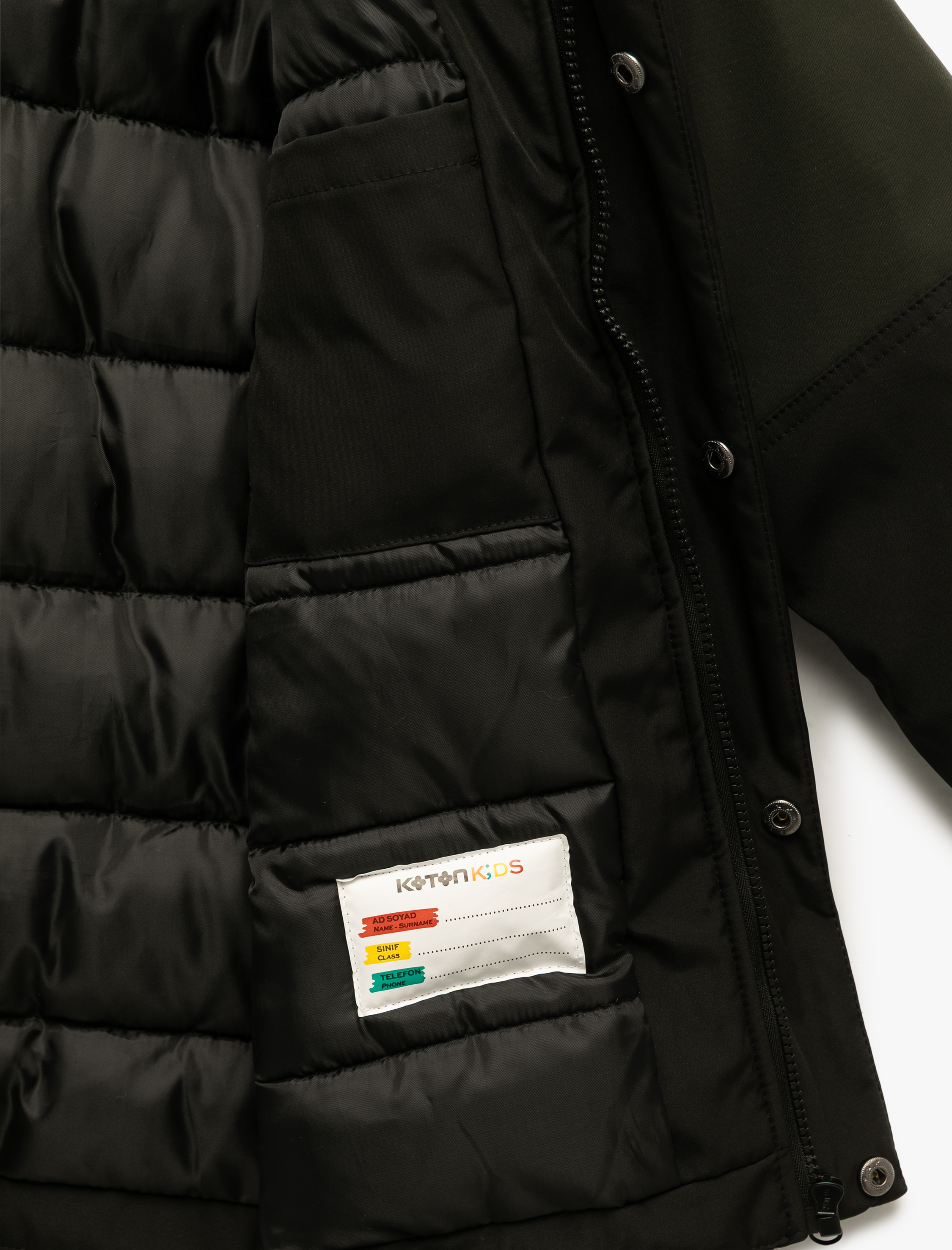  Erkek Çocuk Çıtçıt Detaylı Uzun Kollu Kapşonlu Mont