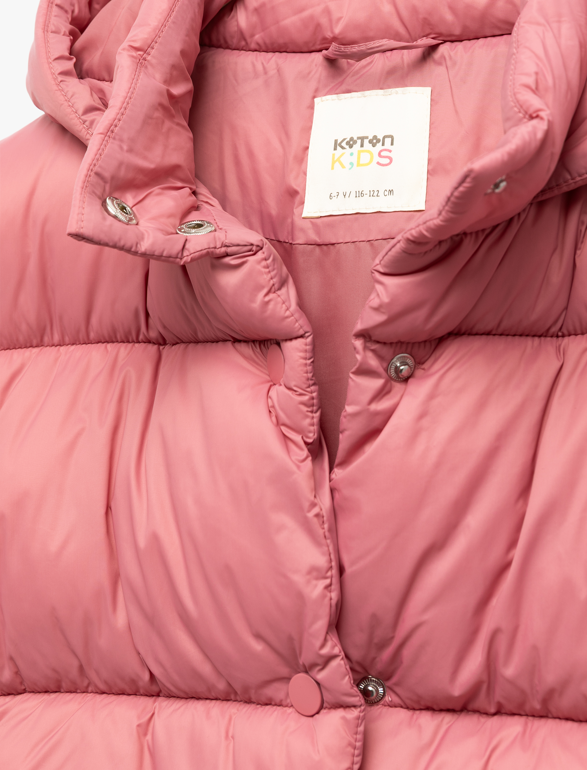  Kız Çocuk Uzun Kollu Çıtçıt Kapamalı Kapşonlu Şişme Mont