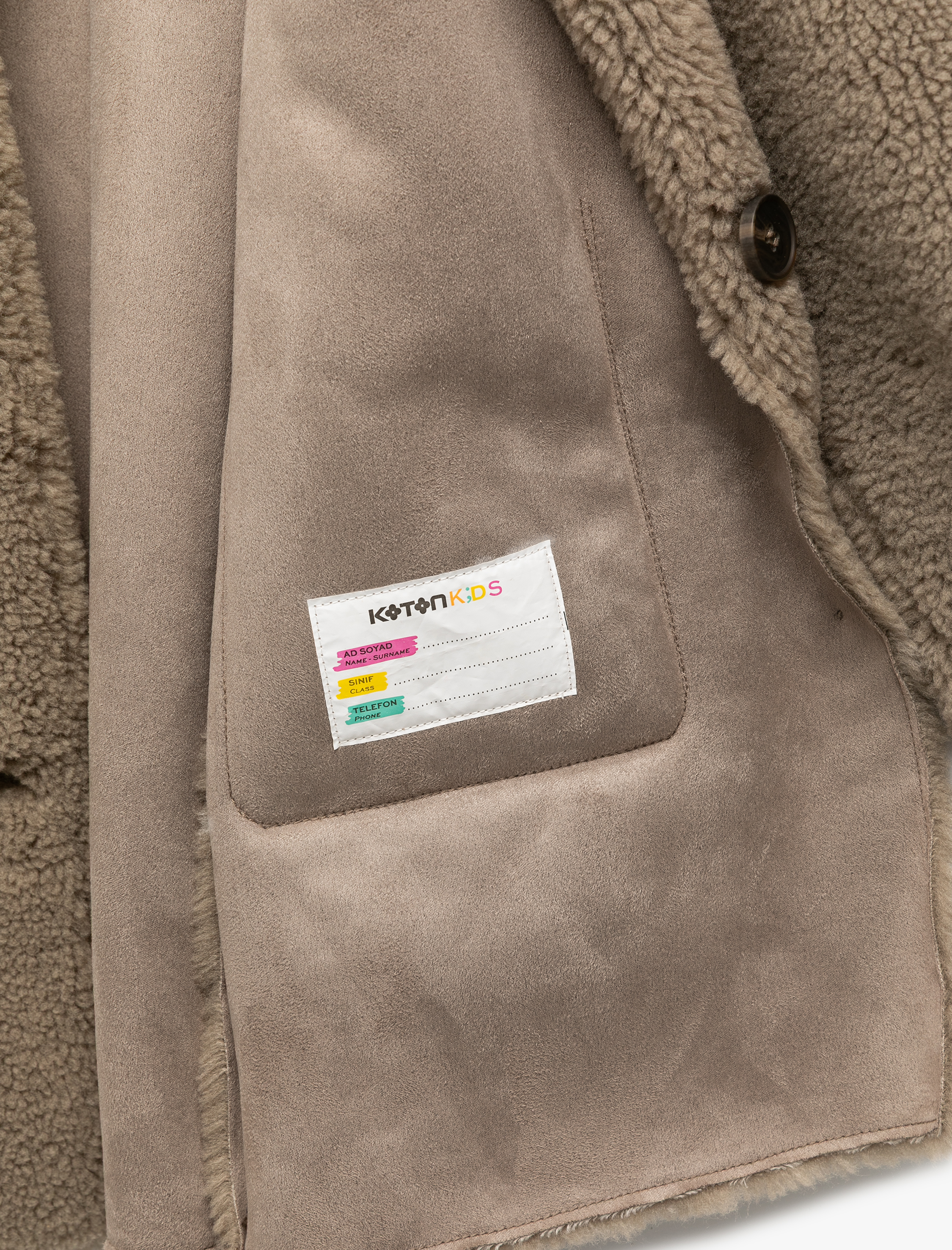  Kız Çocuk Uzun Kollu Cep Detaylı Düğmeli Gömlek Yaka Polar Kaban