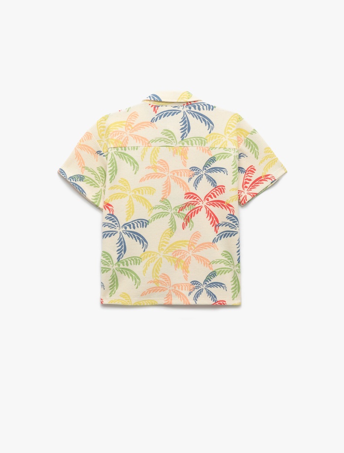 Erkek Çocuk Palmiye Baskılı Kısa Kollu Gömlek