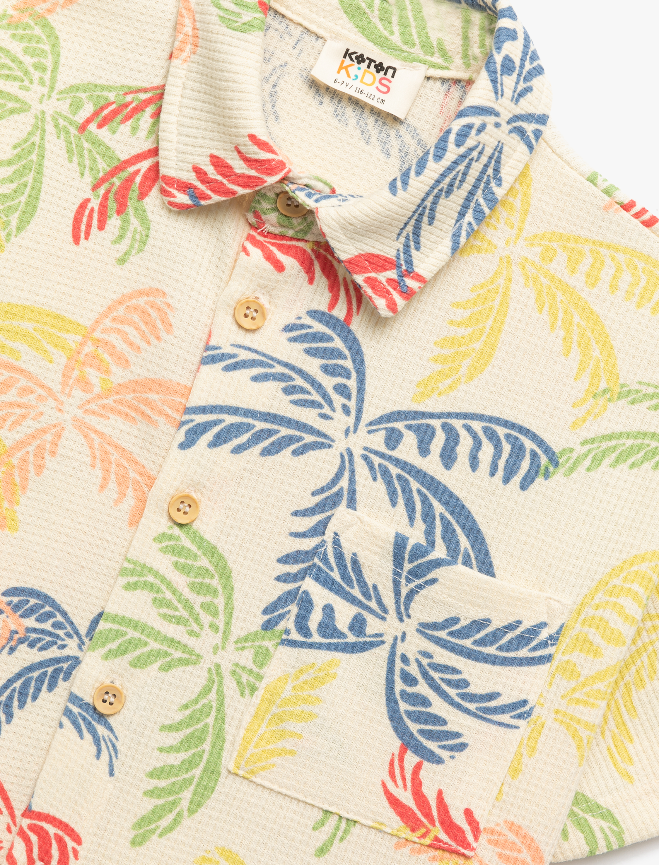  Erkek Çocuk Palmiye Baskılı Kısa Kollu Gömlek
