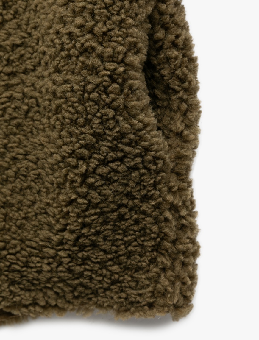  Kız Çocuk Uzun Kollu Kapşonlu Peluş Ceket