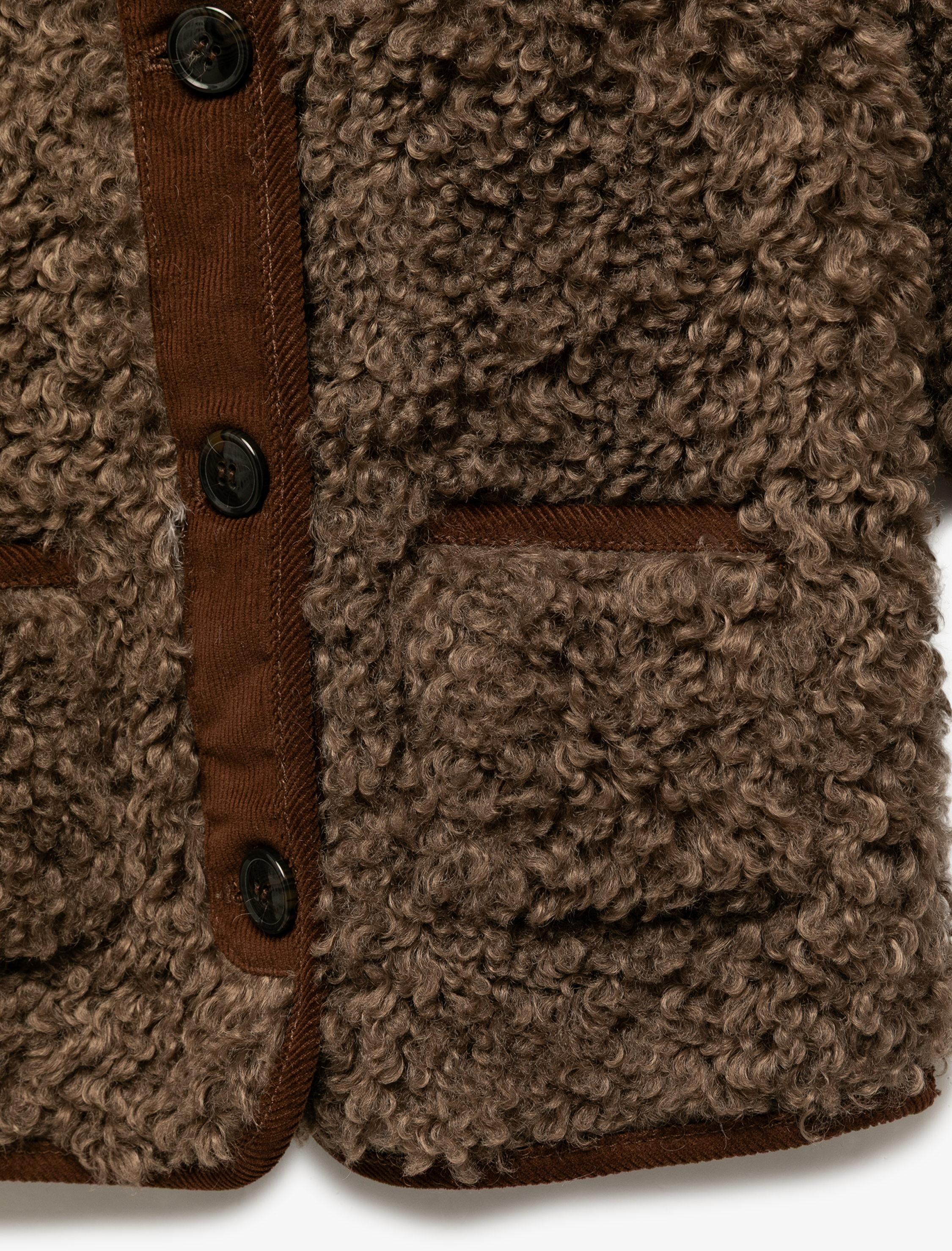  Kız Bebek Uzun Kollu Cep Detaylı Kapşonlu Peluş Mont