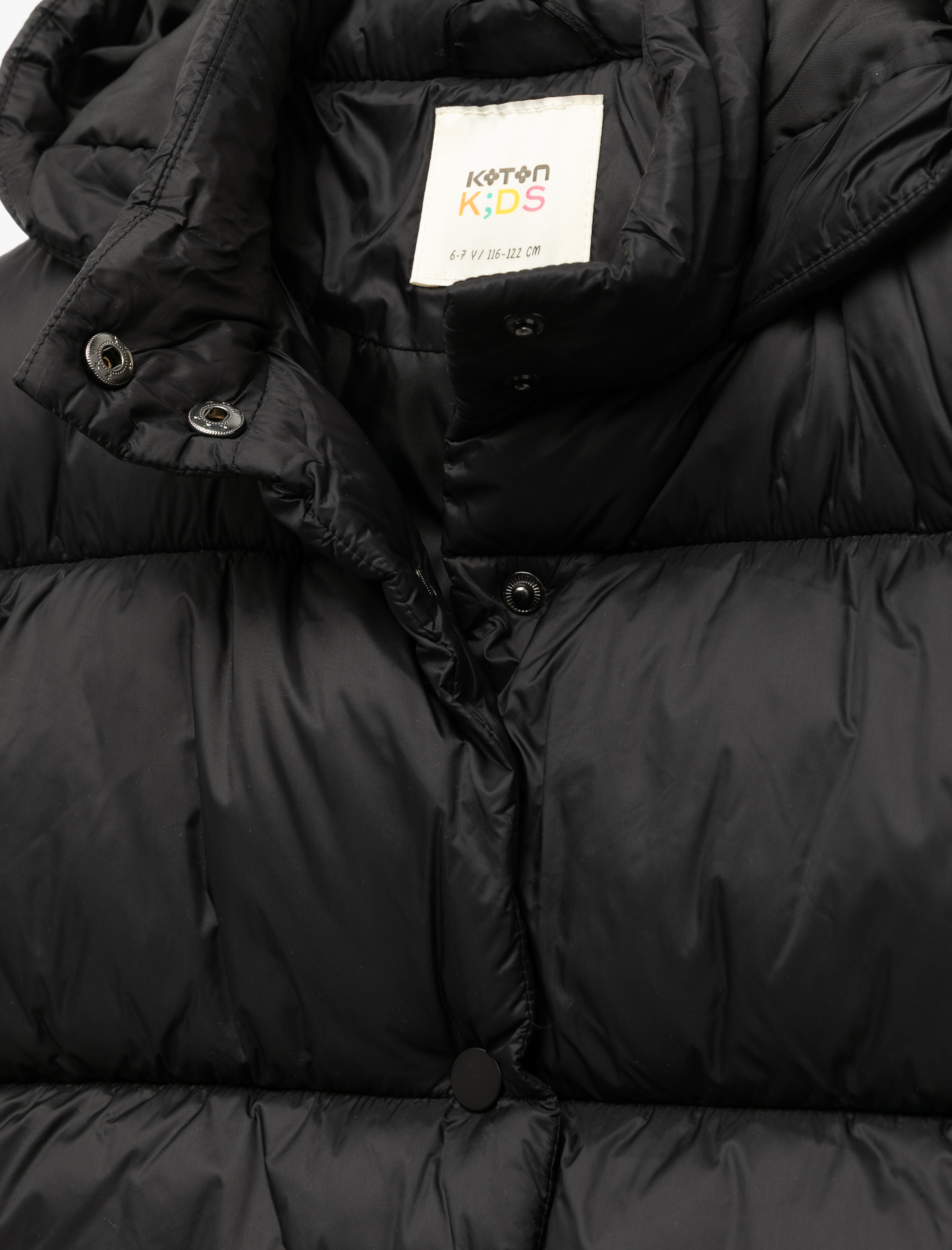  Kız Çocuk Uzun Kollu Çıtçıt Kapamalı Kapşonlu Şişme Mont