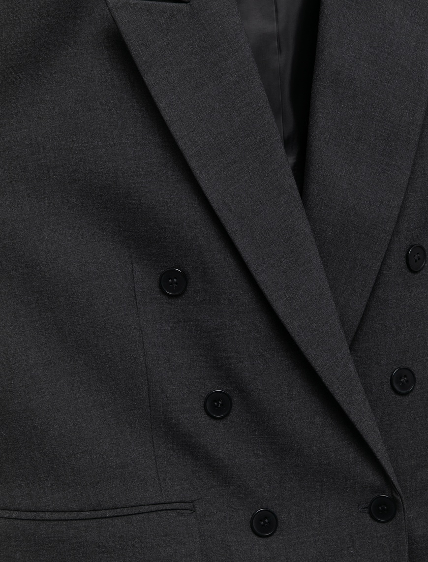   Astarlı Cepli Kruvaze Düğmeli Kolsuz Uzun Blazer Yelek