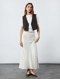 Regular Fit Midi Boy Balık Kesim Saten Etek