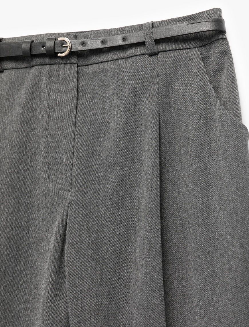   Cepli Kemerli Yüksek Bel Oversize Cigarette Pantolon