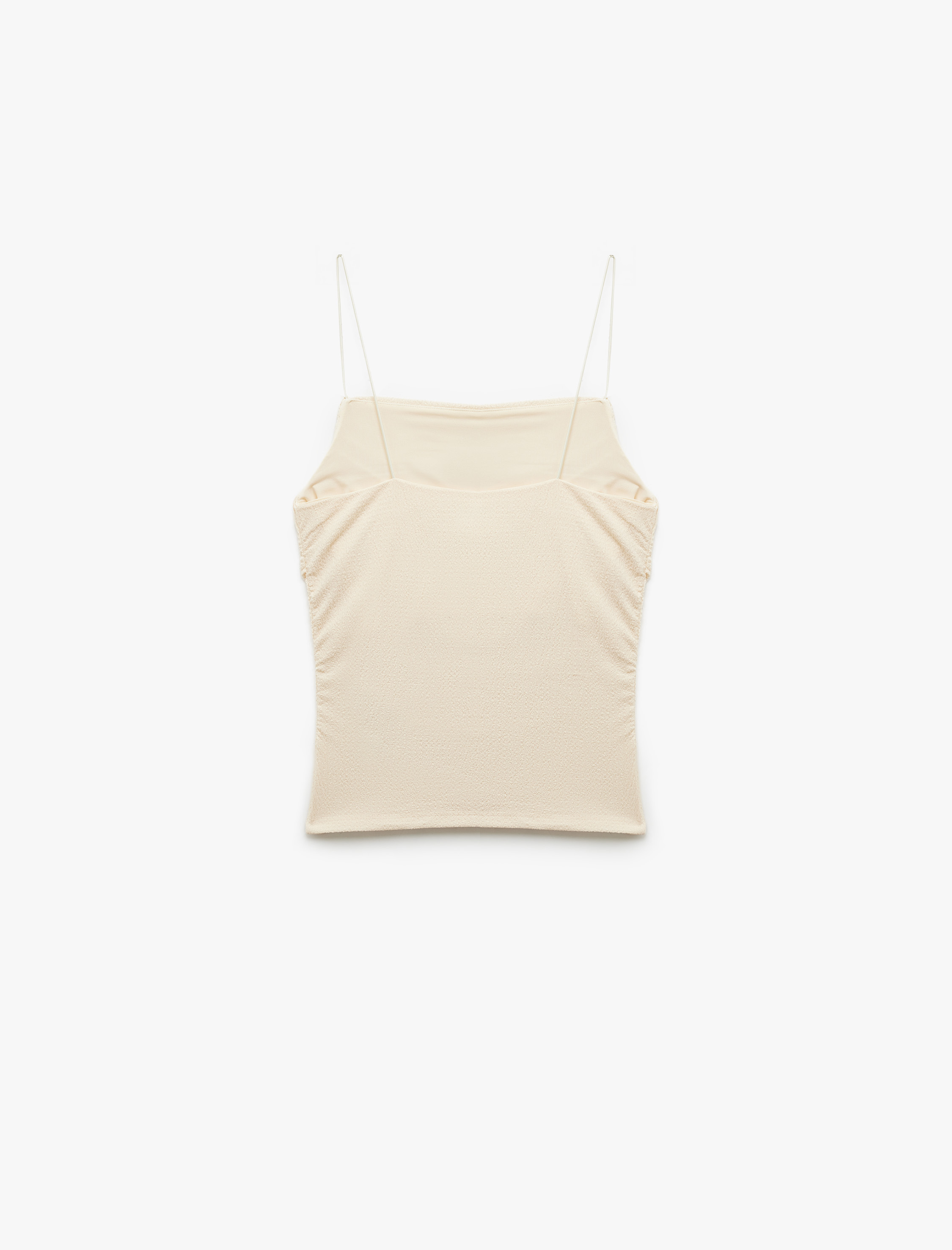   Bürümcük Dokulu Büzgülü İp Askılı Bluz