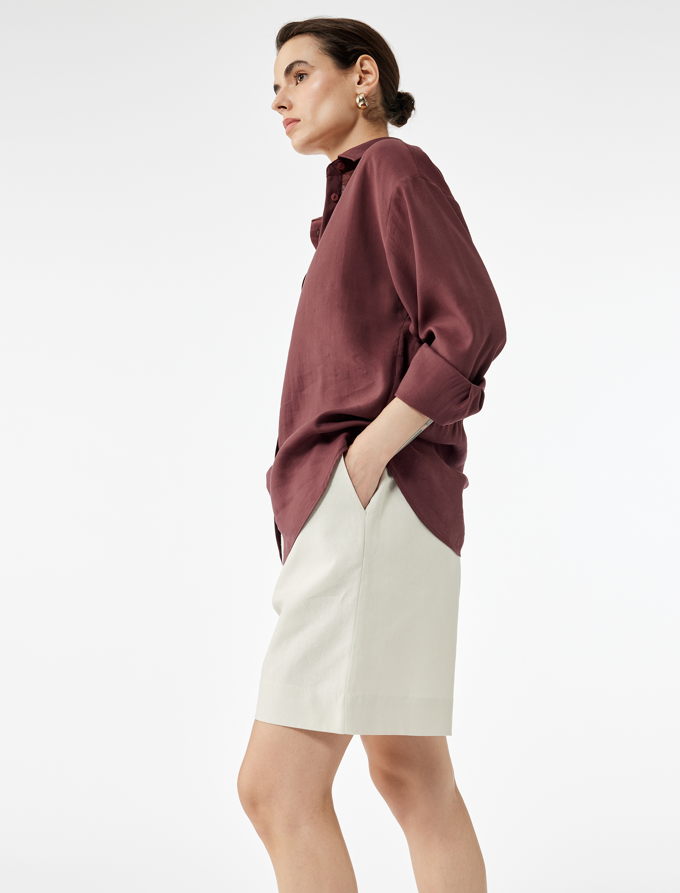   Beli Bağlamalı Regular Fit Cepli Keten Şort