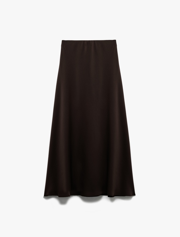Regular Fit Midi Boy Saten Kloş Etek_3
