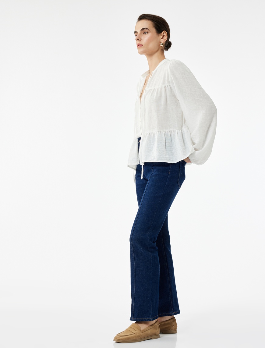   Normal Bel İspanyol Paça Denim Pantolon - Flare Jeans