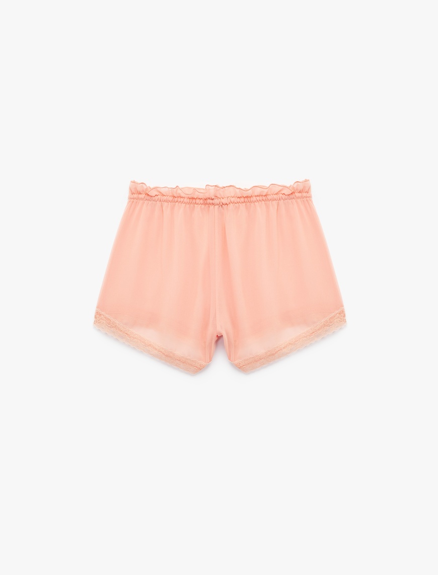   Rahat Kalıp Bağcıklı Dantelli Şifon Şort Pijama Altı