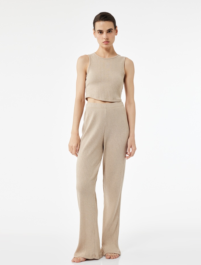  Rahat Kalıp Beli Lastikli Bol Paça Pijama Altı