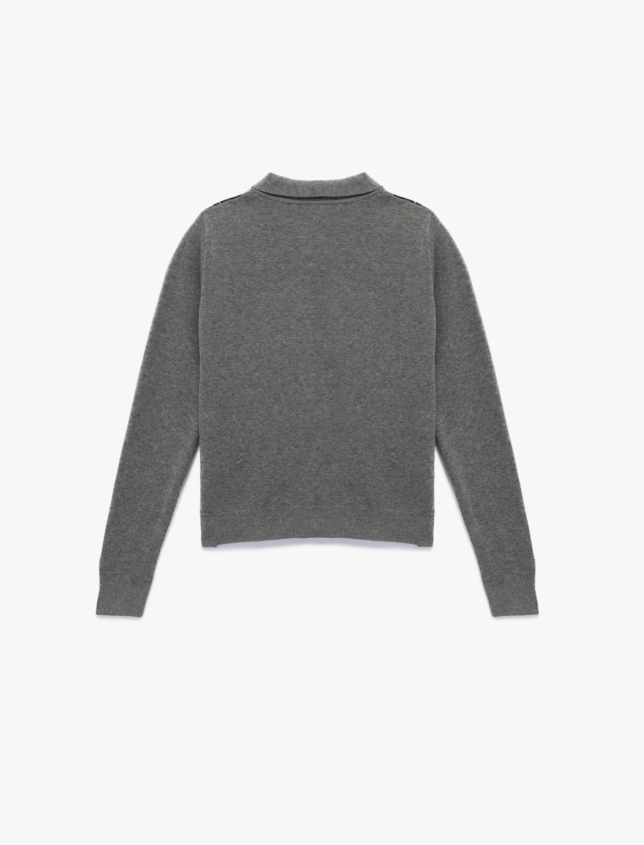   Uzun Kollu Polo Yaka Ekose Triko Hırka