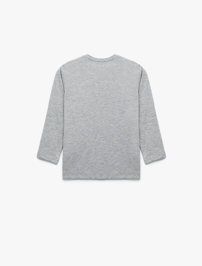 Erkek Çocuk Dinozor Baskılı Uzun Kollu Bisiklet Yaka Tişört