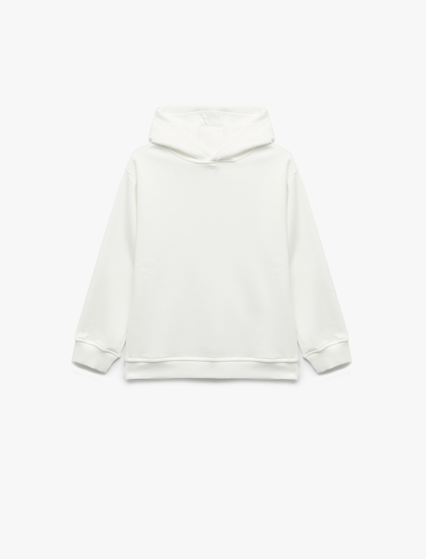  Erkek Çocuk Oversize Şardonlu Uzun Kollu Basic Kapşonlu Sweatshirt