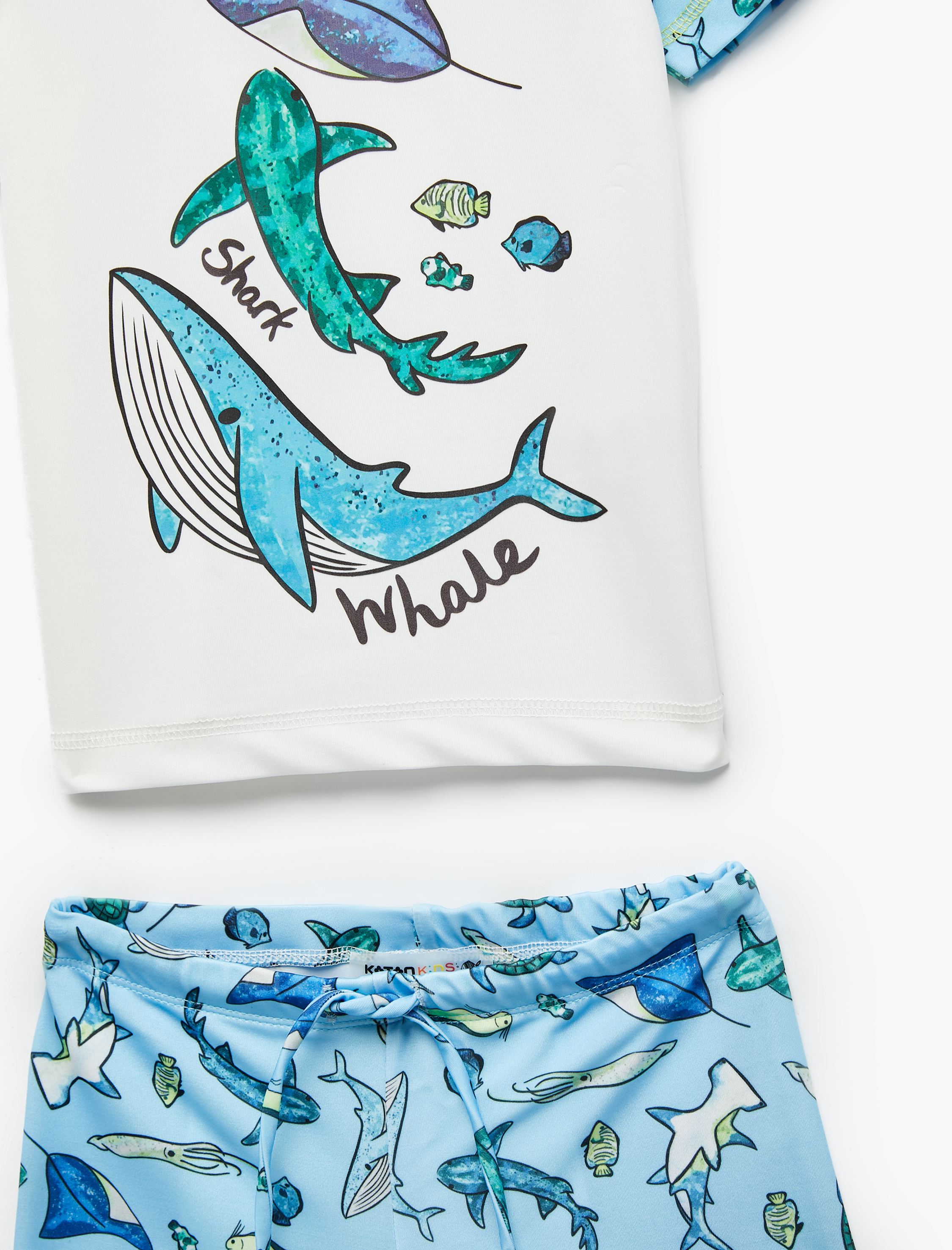 Erkek Çocuk Baskılı Deniz Tişörtü ve Deniz Şortu Takım