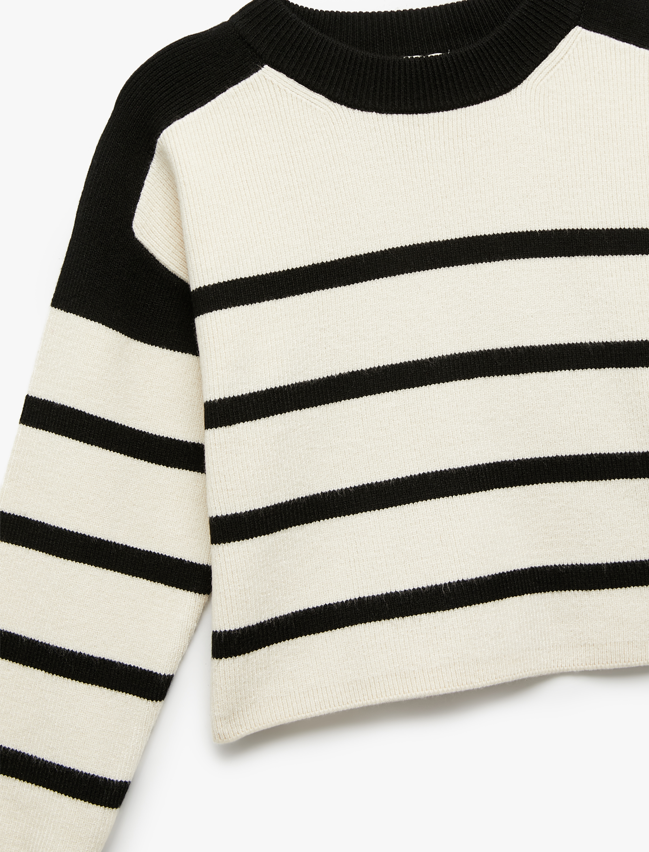  Kız Çocuk Uzun Kollu Bisiklet Yaka Çizgili Triko Kazak