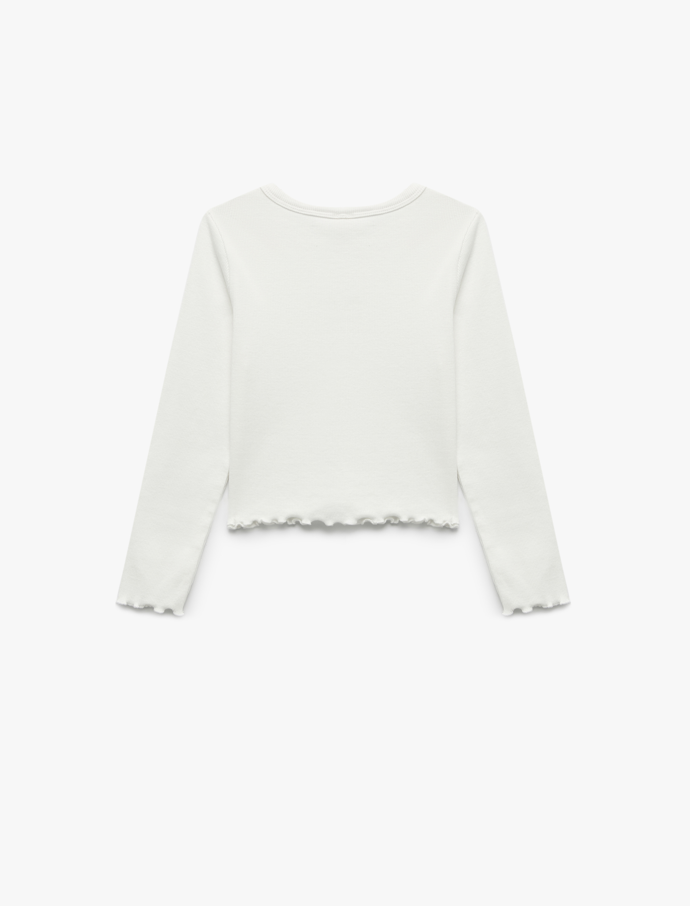  Kız Çocuk Uzun Kollu Bisiklet Yaka Fiyonk Pencere Detaylı Kaşkorse Tişört