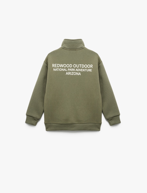 Uzun Kollu Şardonlu Yarım Fermuarlı Dik Yaka Sweatshirt_1