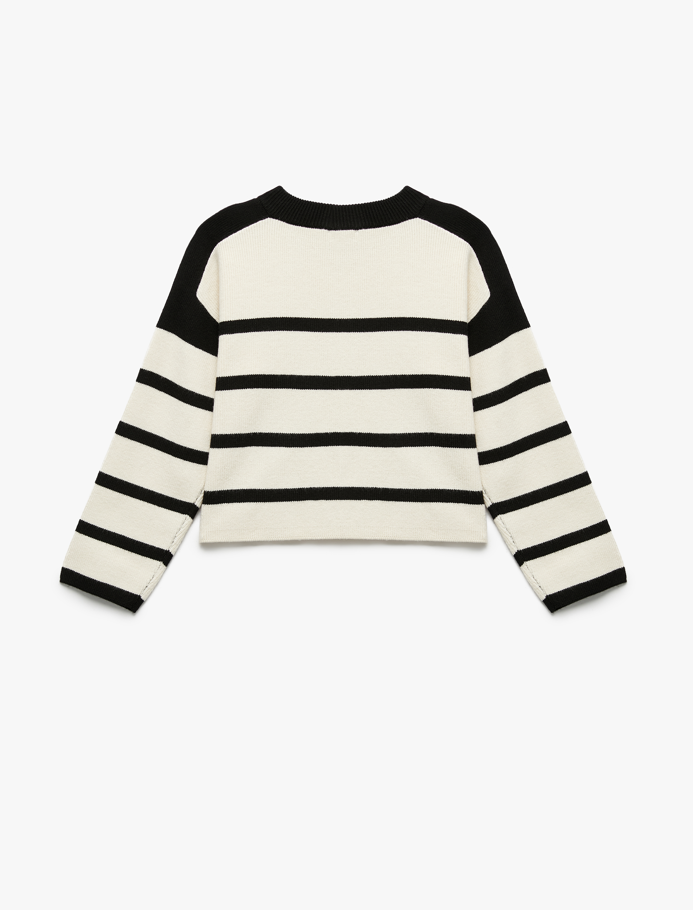  Kız Çocuk Uzun Kollu Bisiklet Yaka Çizgili Triko Kazak