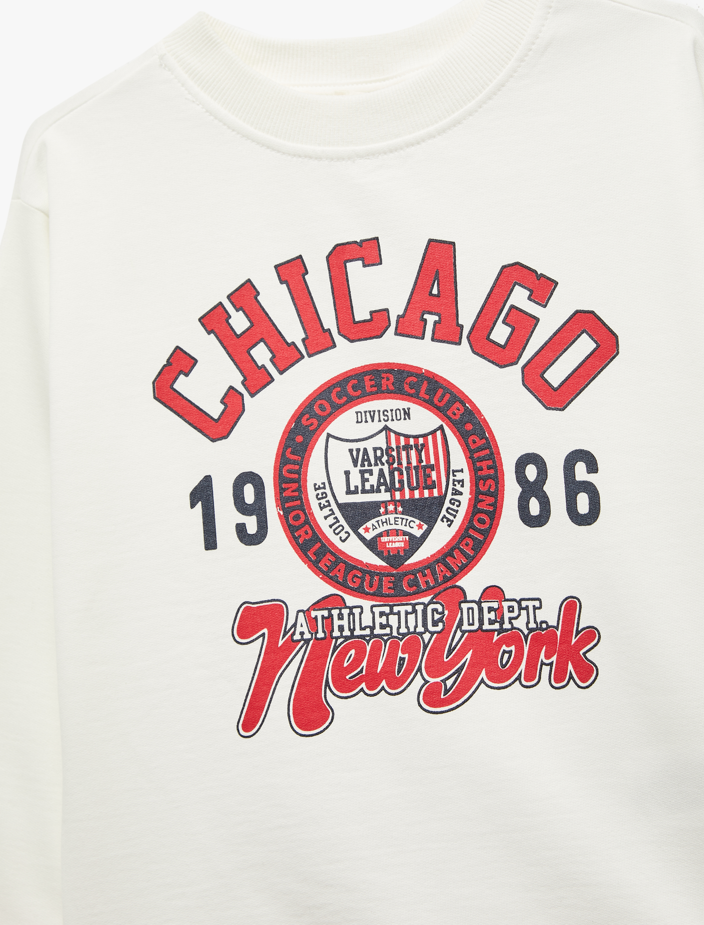  Erkek Çocuk Baskılı Uzun Kollu Bisiklet Yaka Pamuklu Şardonlu Sweatshirt