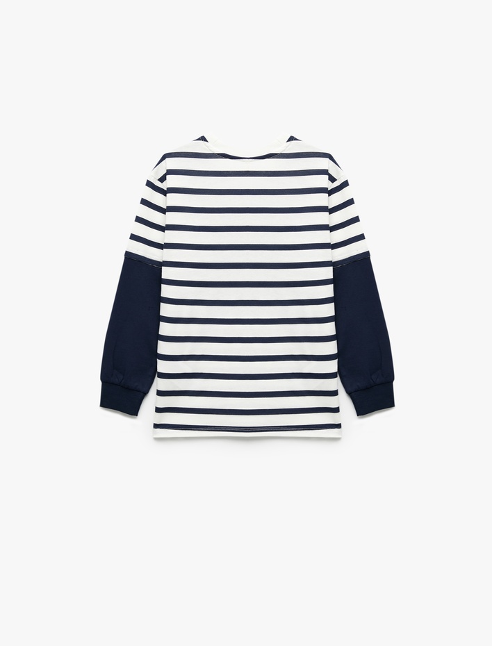 Erkek Çocuk Baskılı Uzun Kollu Bisiklet Yaka Pamuklu Tişört