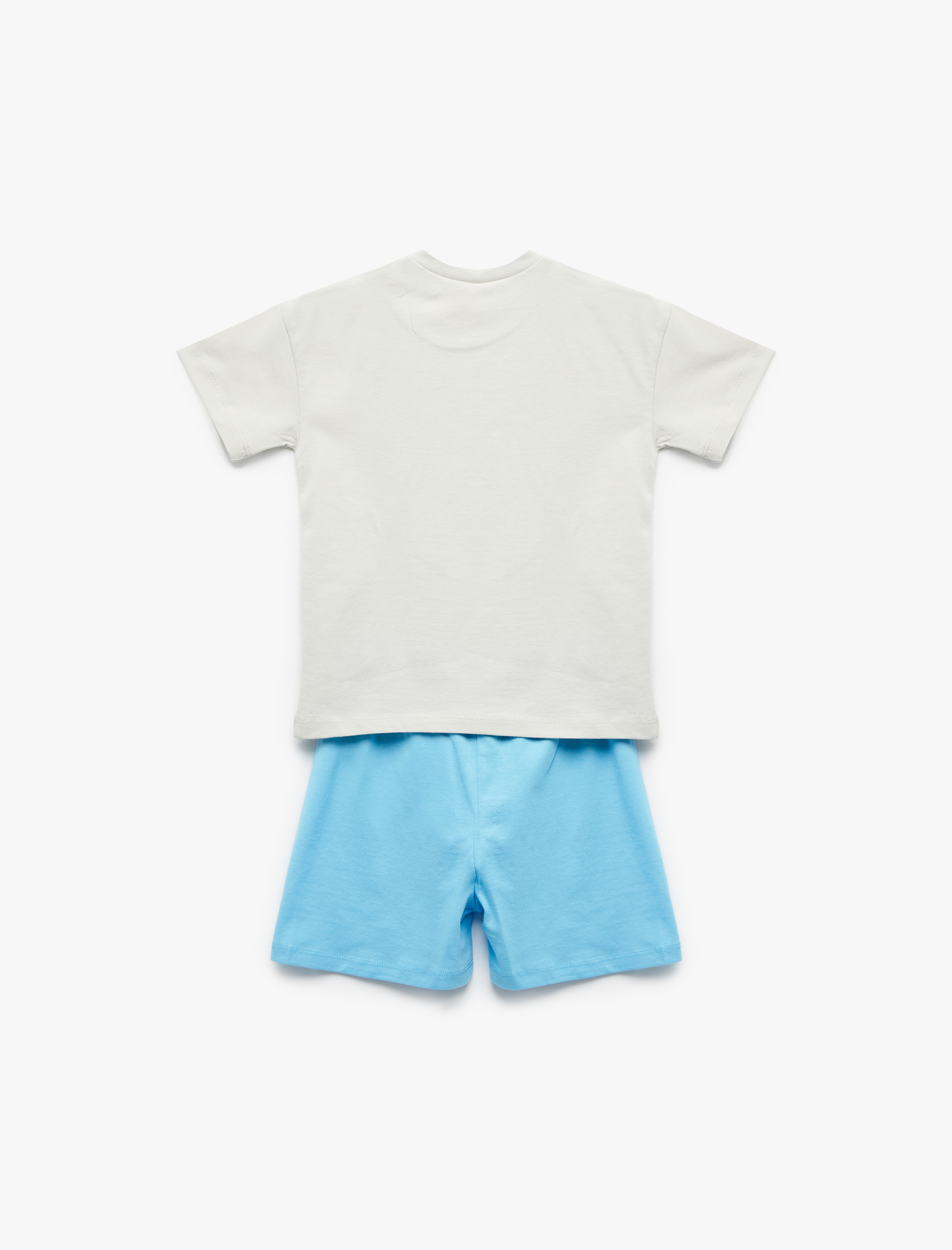  Erkek Bebek Baskılı Pamuklu 2'li Tişört ve Şort Seti