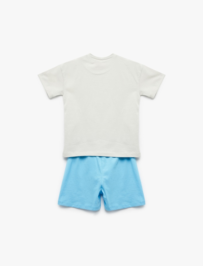 Erkek Bebek Baskılı Pamuklu 2'li Tişört ve Şort Seti