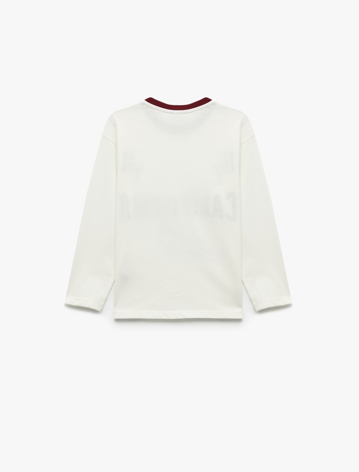 Erkek Çocuk Baskılı Uzun Kollu Bisiklet Yaka Pamuklu Tişört