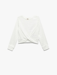 Uzun Kollu Bisiklet Yaka Crop Bluz