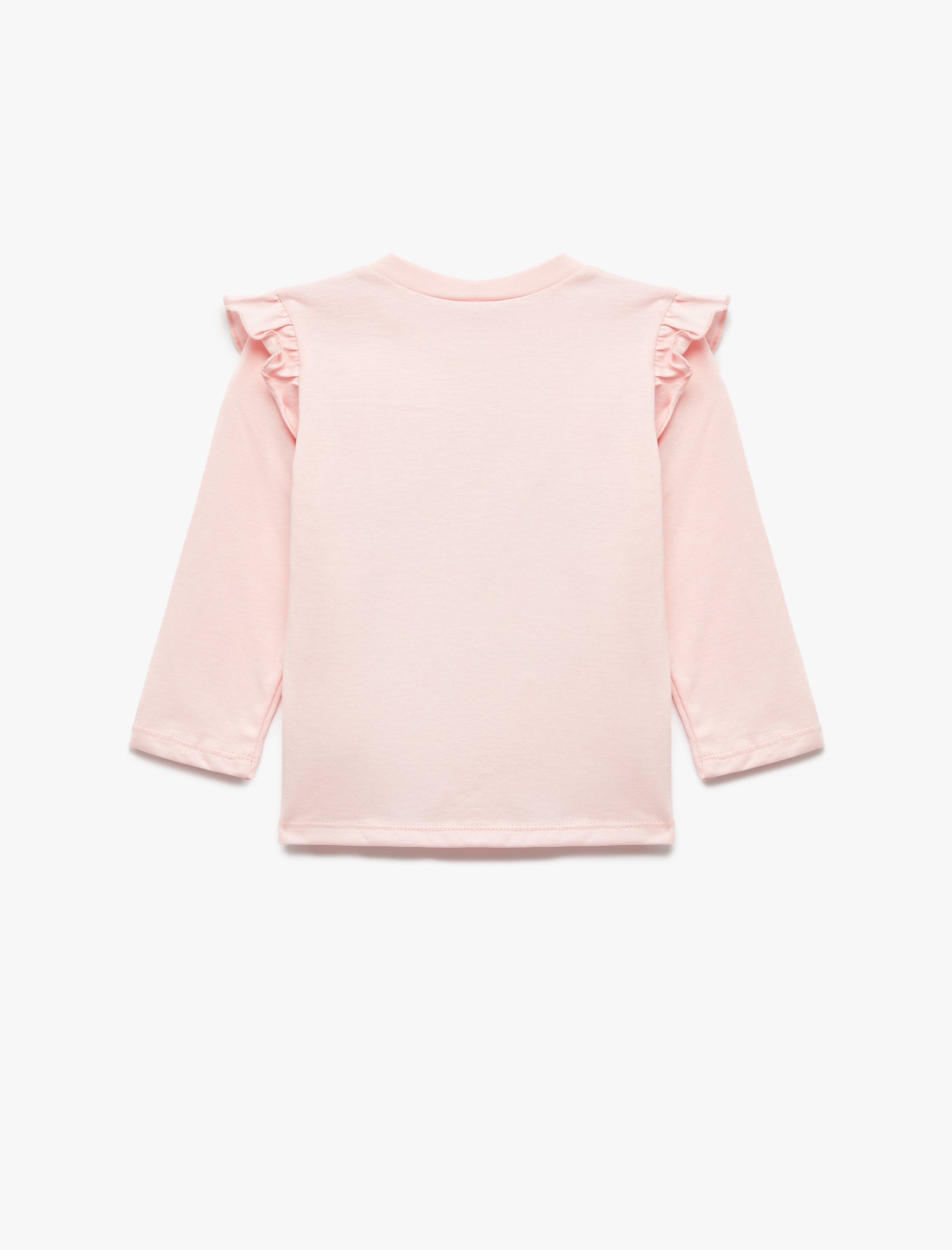  Kız Bebek Unicorn Baskılı Pamuklu Uzun Kollu Bisiklet Yaka Tişört