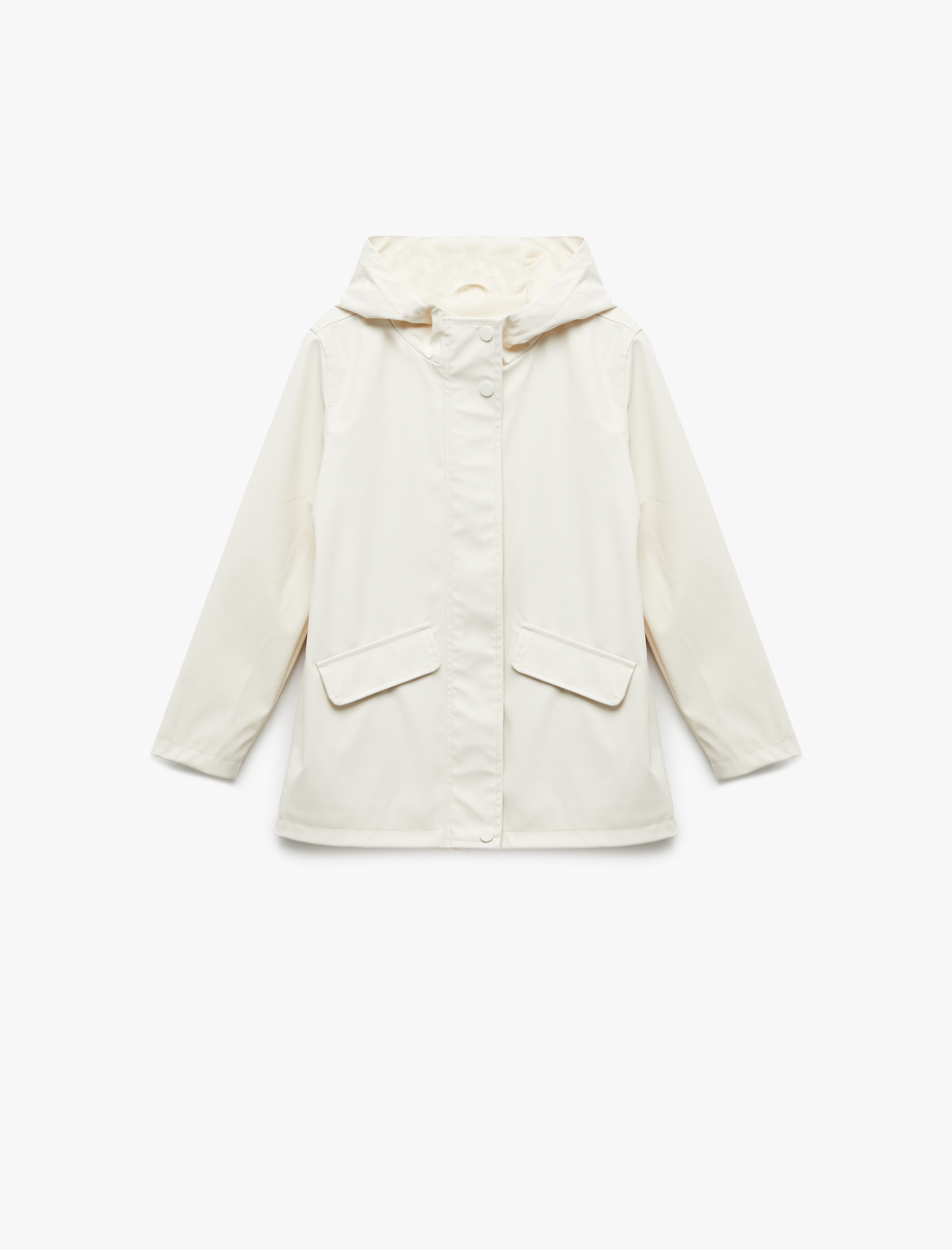  Kız Çocuk Kapşonlu Uzun Kollu Kapaklı Cepli Yağmurluk