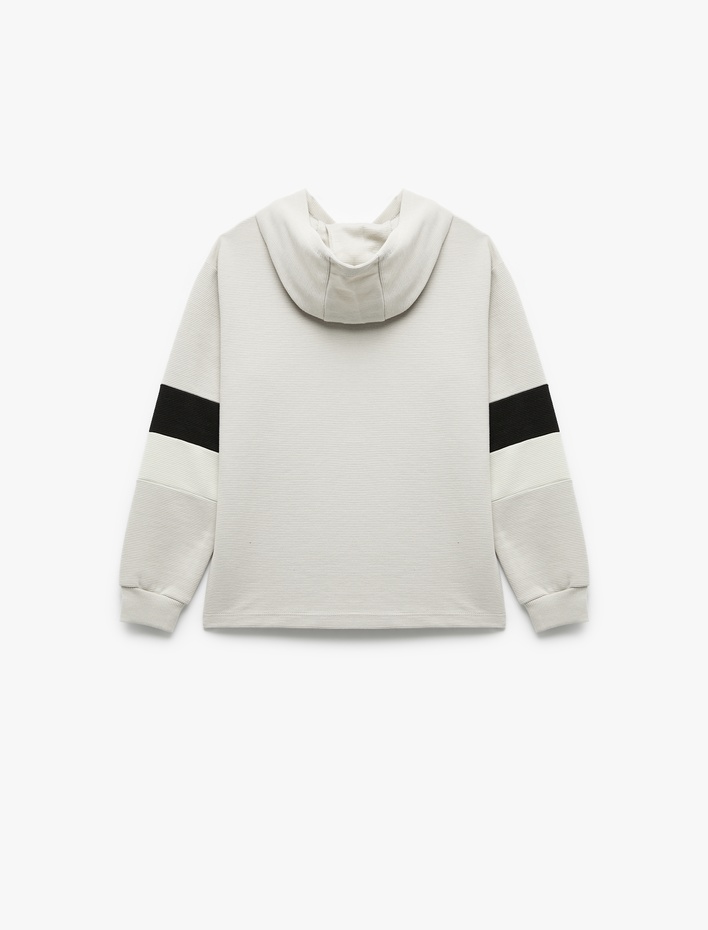 Erkek Çocuk Uzun Kollu Renk Bloklu Kapşonlu Sweatshirt