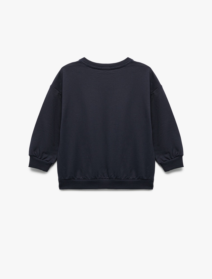  Erkek Bebek Uzun Kollu Bisiklet Yaka Baskılı Pamuklu Sweatshirt